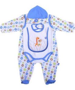 Bộ Body dài tay viền xanh liền-tất in hình